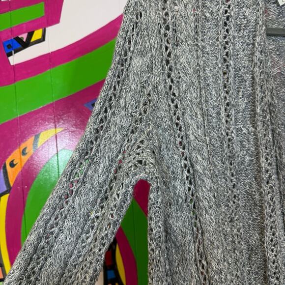 Maurices Gray Open Front Cardigan with Shawl Collar and Long Sleeves. Size Large - Picture 2 of 6